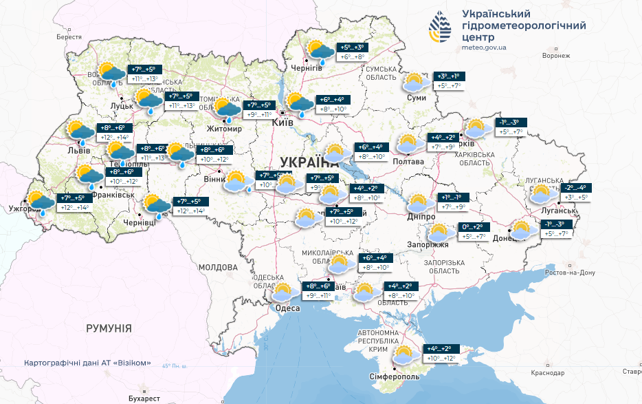 На заході та півночі очікуються дощі, місцями в країні прогріє до +14 : погода на завтра