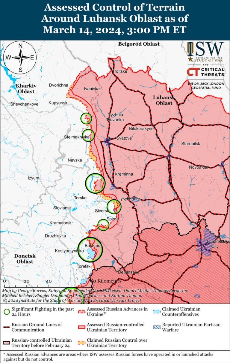 Росіяни активізуються на сході, позиційні бої точаться на більшості напрямків: карти ISW