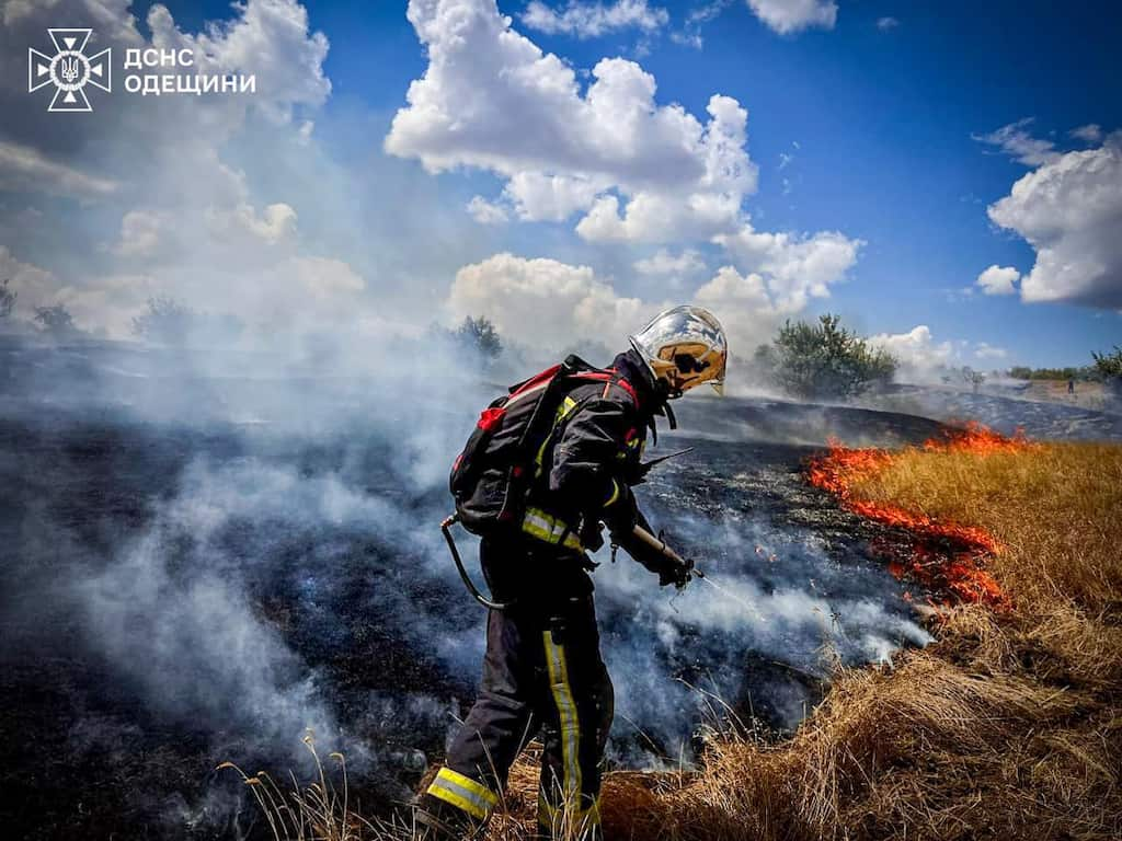 Понад 10 пожежників борються з вогнем на полях фільтрації