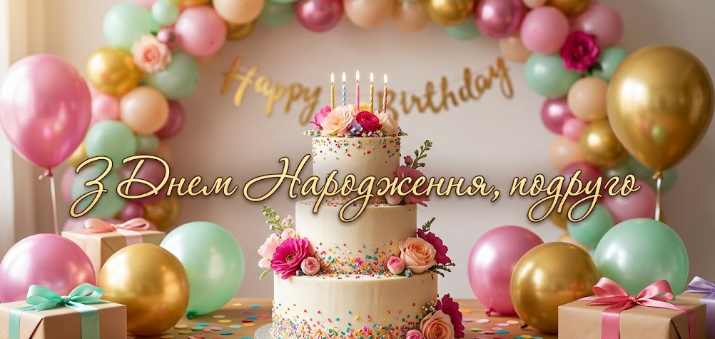 З днем народження подрузі: картинка-листівка