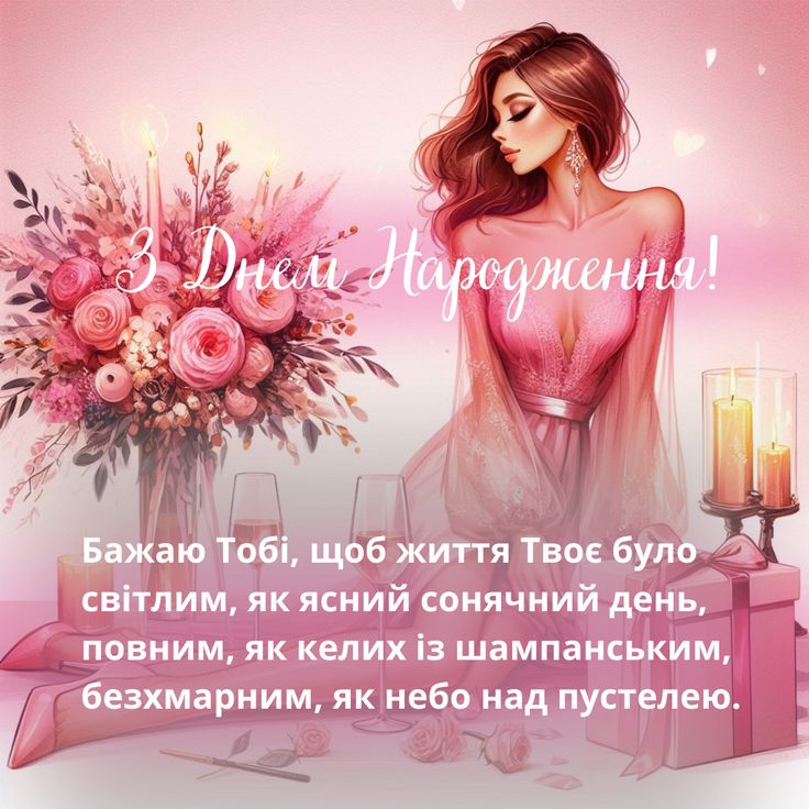 З днем народження подрузі: картинка-листівка