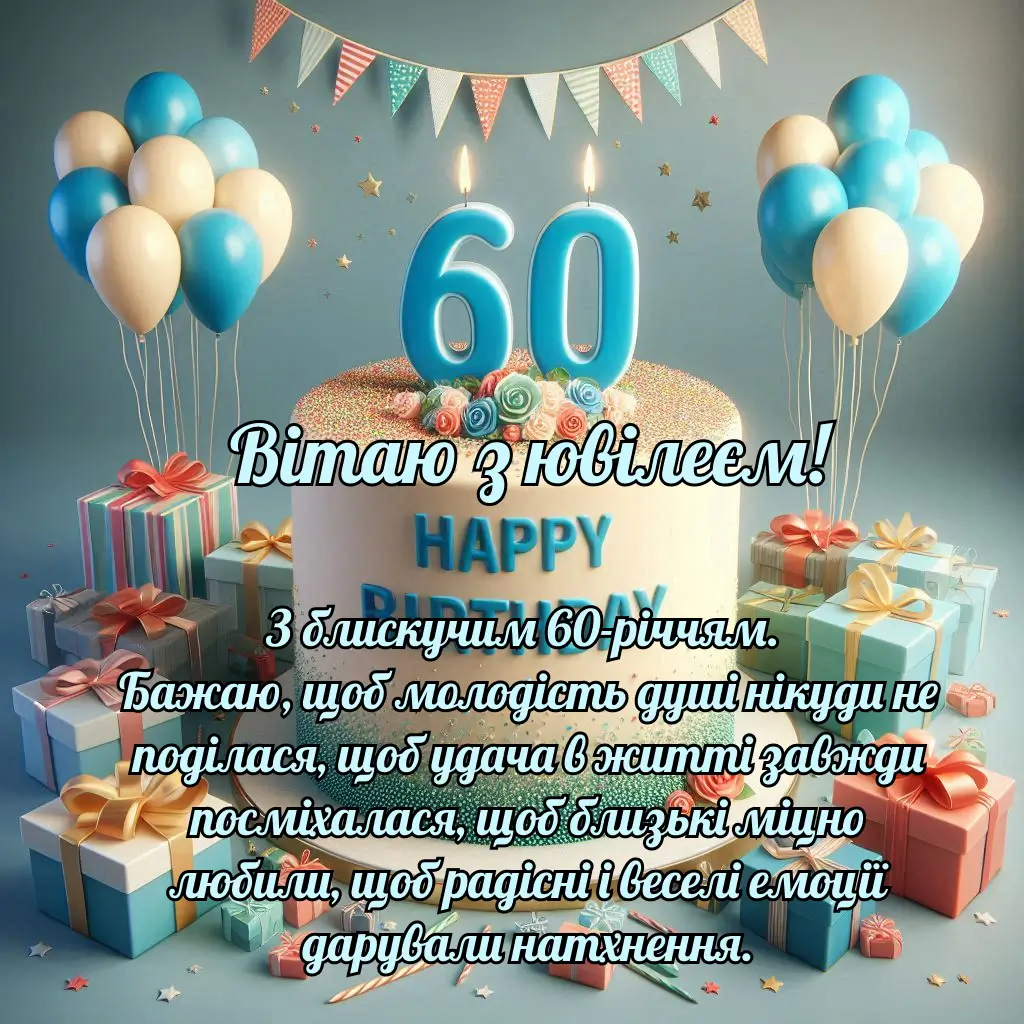 привітання з ювілеєм 60 років картинка листівка