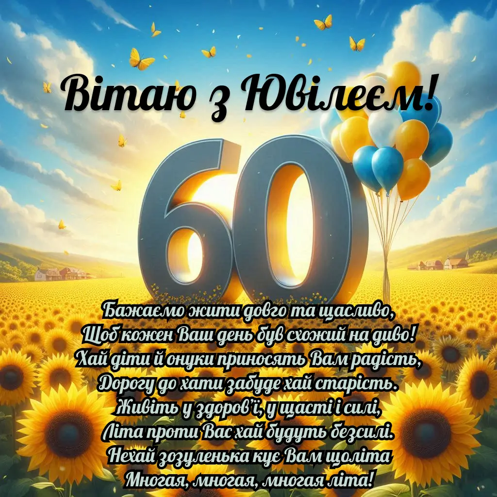 привітання з ювілеєм 60 років картинка листівка