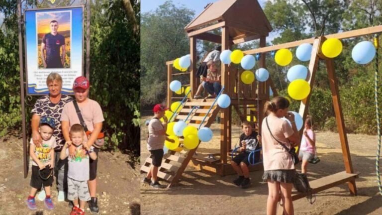 У Болградському районі родина полеглого захисника Царана Дениса встановила у його рідному селищі дитячий майданчик