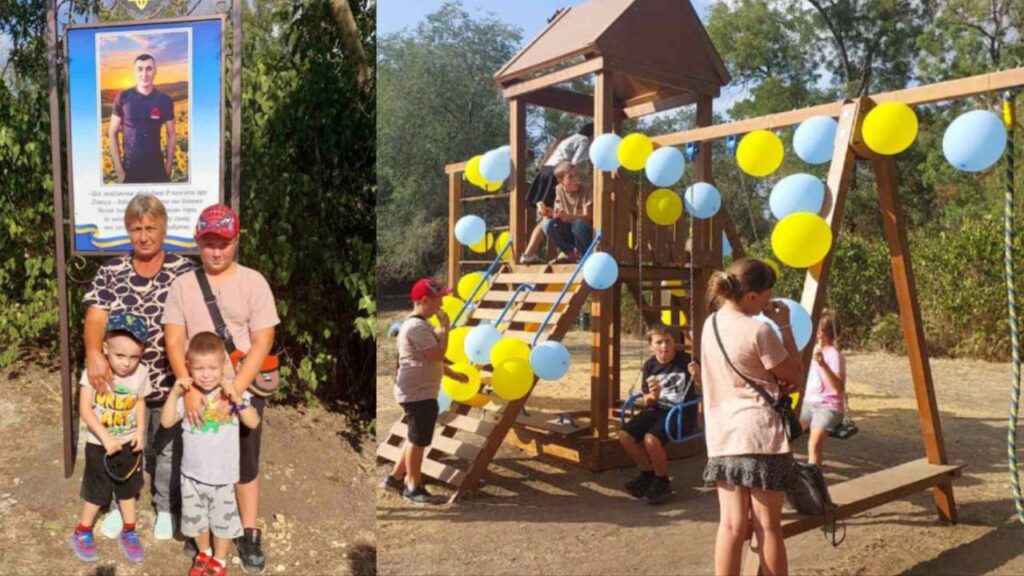 У Болградському районі родина полеглого захисника Царана Дениса встановила у його рідному селищі дитячий майданчик