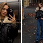 Олена Світлицька демонструє стильний вигляд з джинсами та шкіряною курткою, надихаючи на модні тренди 2025