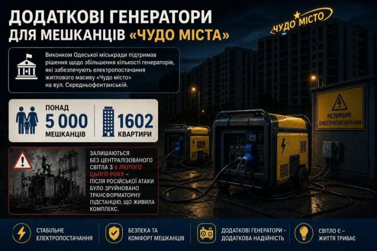 В Одесі мешканцям «Чудо міста» передадуть додаткові генератори