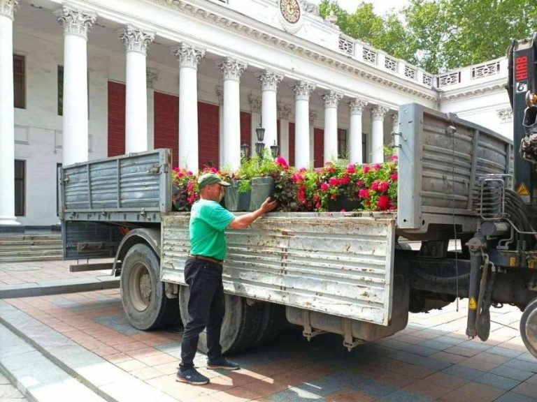 Де в Одесі вже встановили підвісні квіткові вази для озеленення