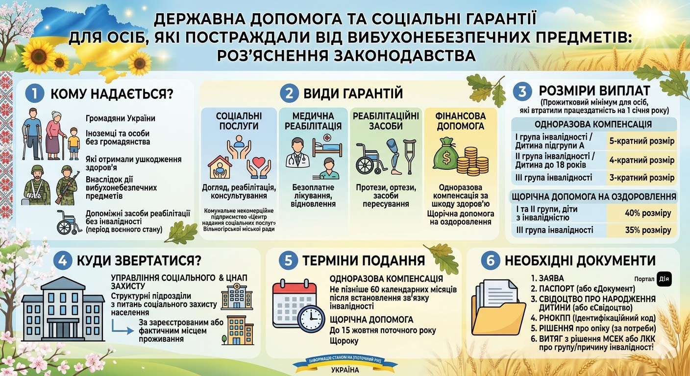 Підтримка та соціальні гарантії для постраждалих від вибухонебезпечних предметів
