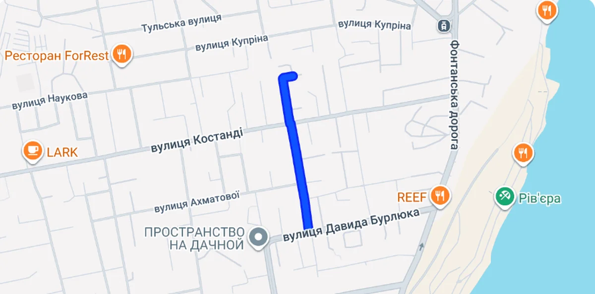 Вулиця Соні Делоне на мапі Одеси