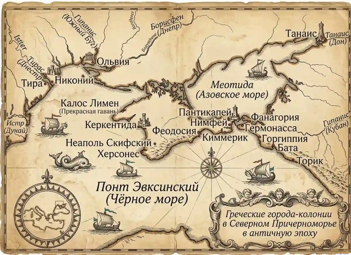 Мапа грецьких колоній у Причорномор'ї