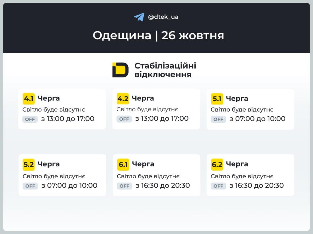 графік відключення світла