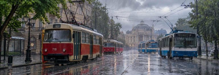 Через зливу в Одесі рейковий транспорт зупинився, а контактні автобуси обрали інші маршрути — який нині стан руху на електротязі