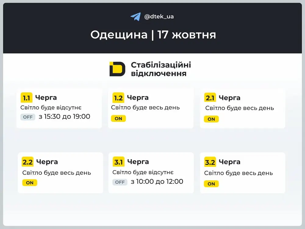 графік відключень